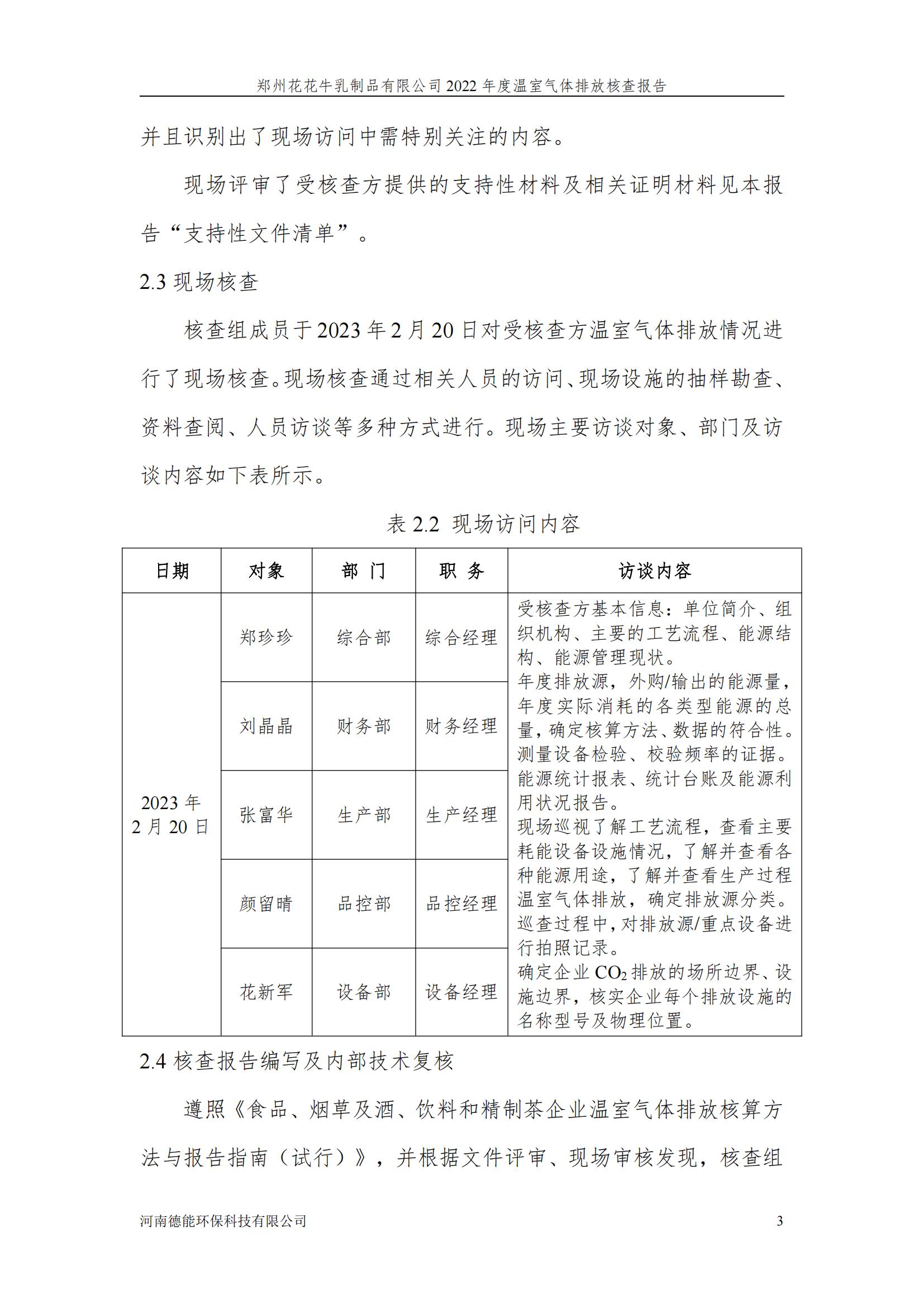 《郑州千亿平台（中国）乳制品有限公司2022年度温室气体排放核查报告》公示
