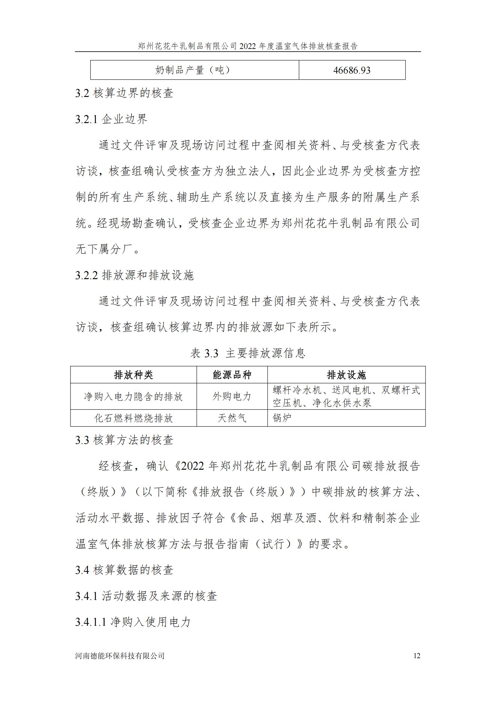 《郑州千亿平台（中国）乳制品有限公司2022年度温室气体排放核查报告》公示
